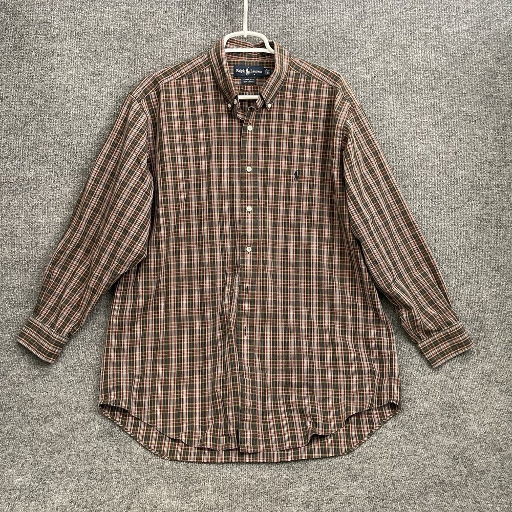 Ralph Lauren Yarmouth Shirt Mens Sz 16.5 32/33 Button Up Long Sleeve Plaid